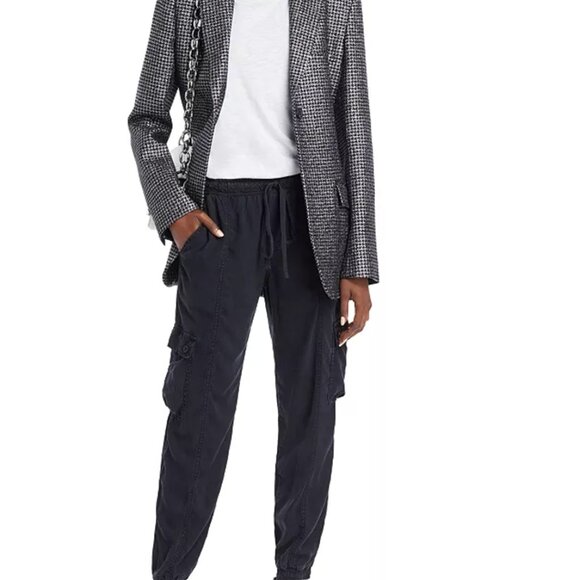 BELLA DAHL Cropped Cargo Track Pants / Black / Small - Picture 2 of 5